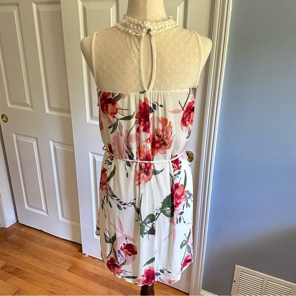 Blu Pepper Women’s Dress Large Cream Floral Rayon Lace Trim - Picture 7 of 9
